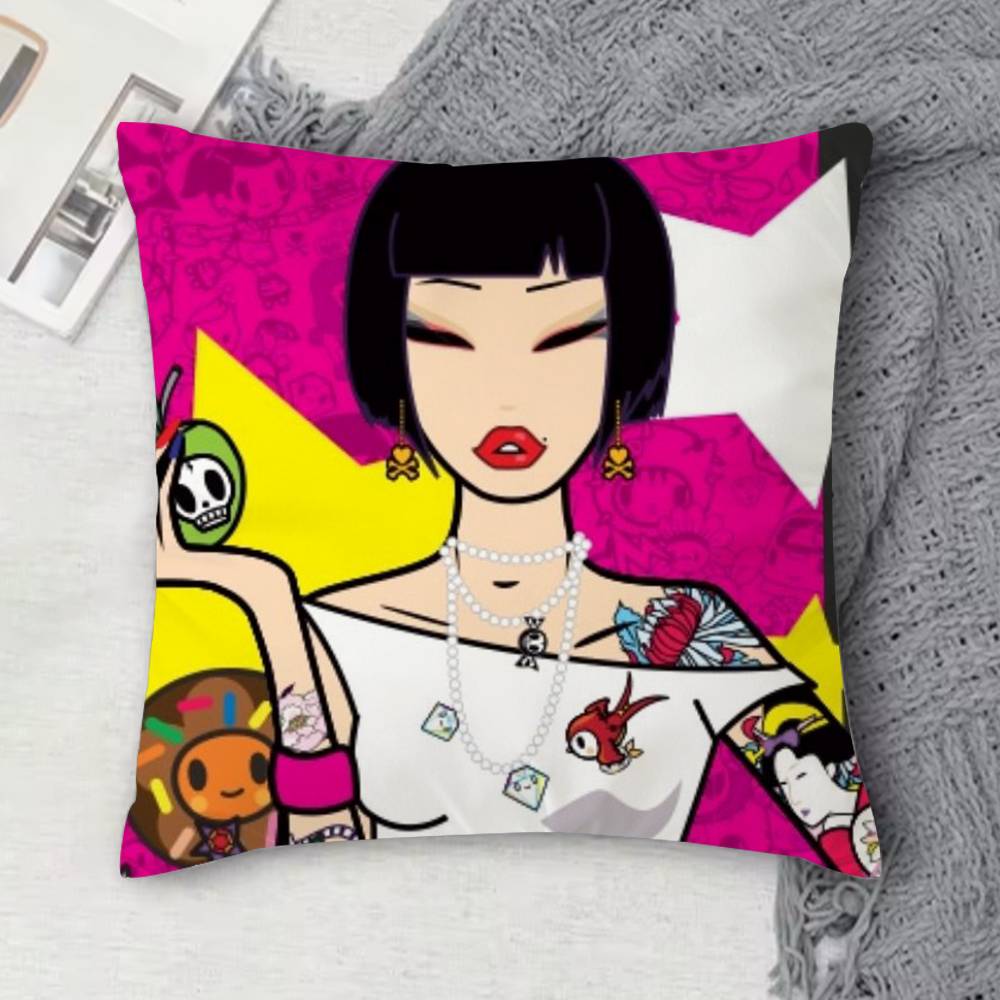 Fashion T-Tokidokis Double-Sided Printed Square Decorative Cushion Cover For Sofa Living Room Home Decor