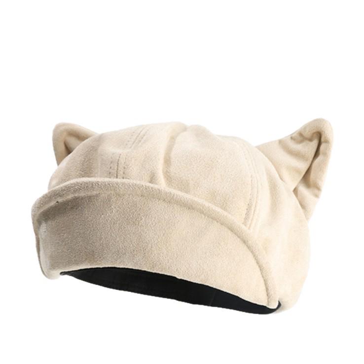 Autumn/Winter Japanese Cute Bear Ears Suede Octagonal Painter Hat - Women's Simple, Versatile & Face-Flattering Design