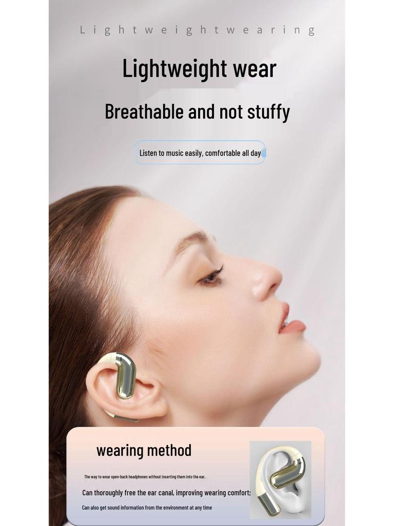 OWS Open-Ear Wireless Sports Bluetooth Earphones, Air Conduction, Ear-Hook, Waterproof