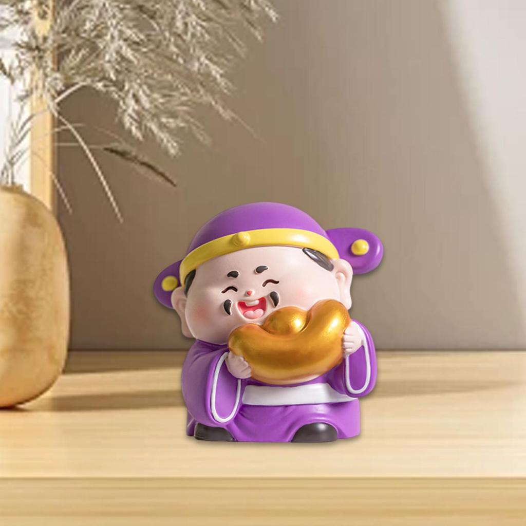 Chinese God Figurine Centerpiece Ideal Gift Small Portable Cute Desktop Sculpture for Hotel Study Housewarming Office Bookshelf