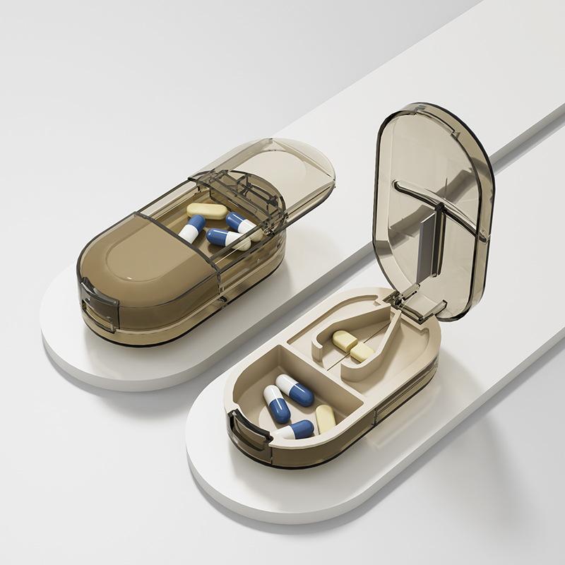 

Portable Multiple Pill Cutter with Storage Box Pill Crusher Adjustable Pill Splitter Stainless Steel Cutting Blade Organizer Box