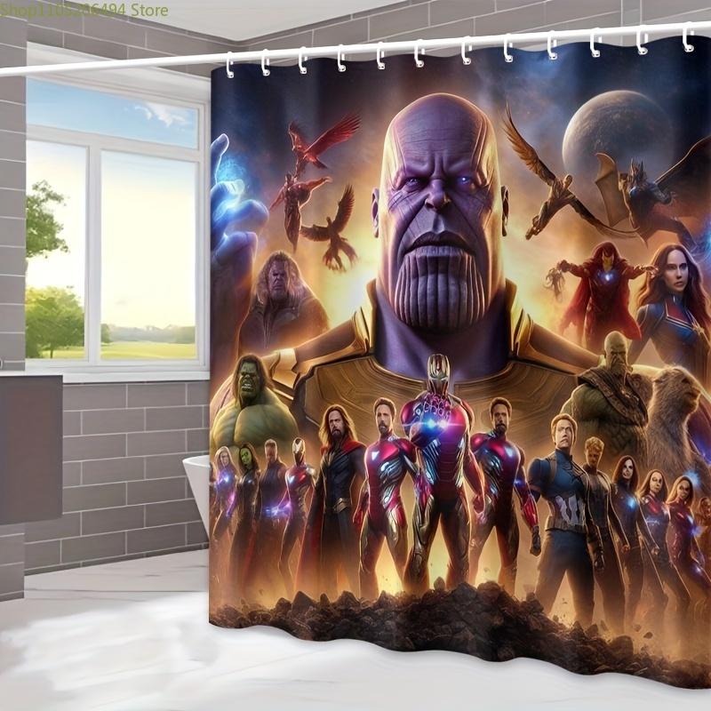 MARVEL Avengers Shower Curtain, Polyester Bathroom Decor, Modern Design, Machine Washable, Hooks Included, Holiday Season Acce