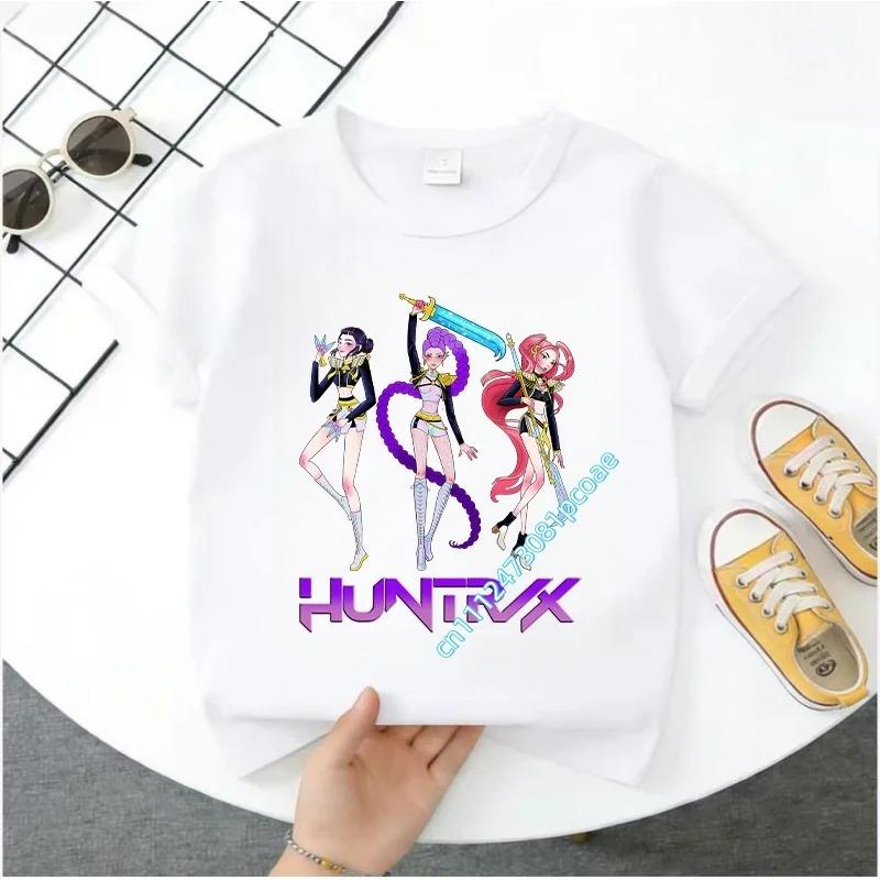 Kpop Demon Hunters Children's T Shirt Short Sleeve Saja Boys Kdis T-shirt Cute Kpop Demon Hunters Harajuku Tshirt for Boys Girls