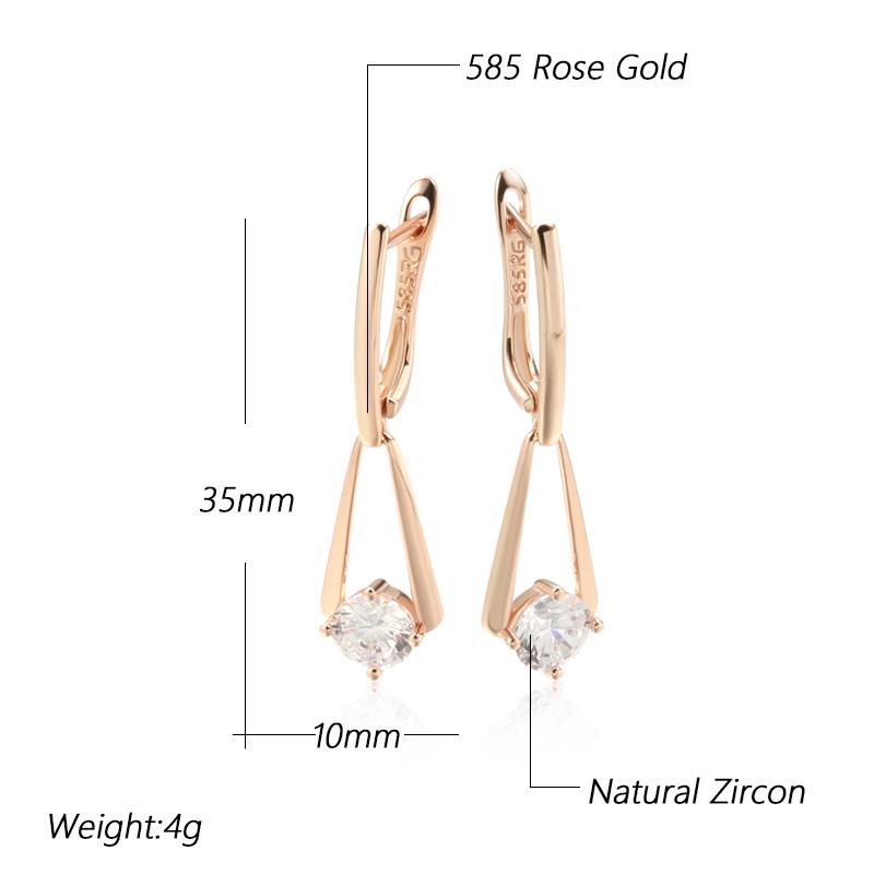 Simple Kienl Shiny Zircon Natural Drop Earring For Women Luxury Rose Gold Color Long Earring High Quality Daily Jewelry