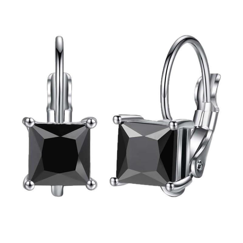 Wish new square crystal prismatic zircon earclip earrings earrings simple earrings