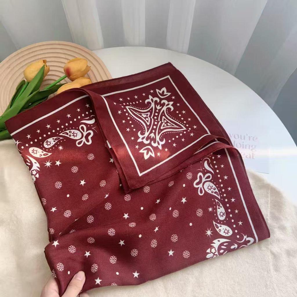 Silk Square Scarf: Women's Korean-Style, Double-Sided Print for Professional Wear