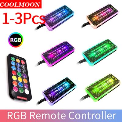 1-3Pcs For COOLMOON Magic Transformation Case RGB Lighting Remote Control Controller 10 X 6Pin Fan 2 X 4pin Light Bar DC12V 5A