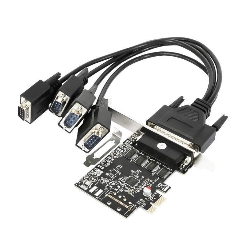 PCIe 4 Port RS232 Serial Adapter Card With Breakouts Cable For Low Profile Slot Computers