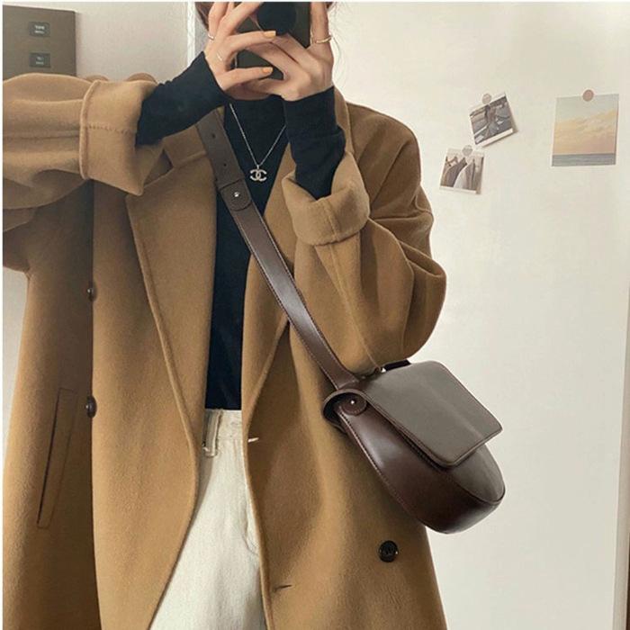 Plus Size Oatmeal Woolen Coat Women's Autumn Winter New Style Loose Midi Length Korean Version Fashion Outerwear Street