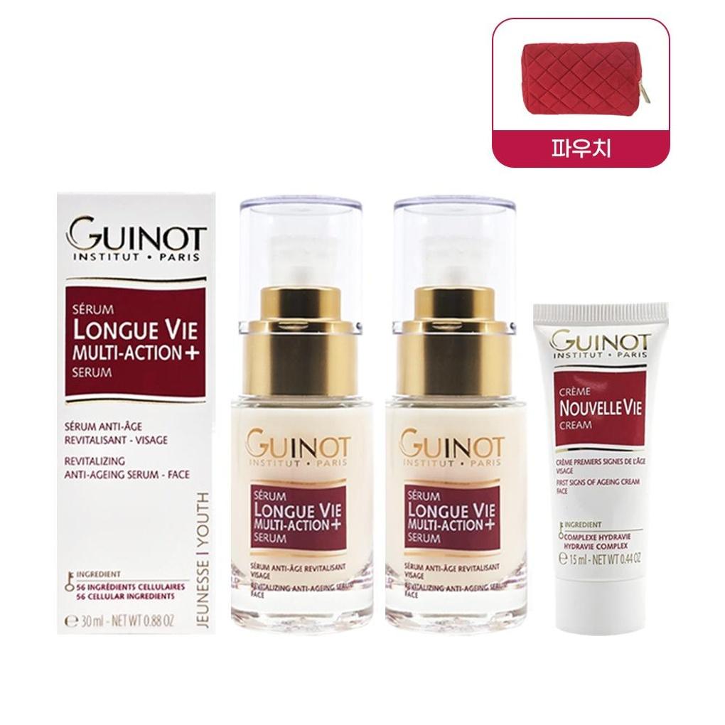 

Guinot Serum Longuevie Multi Action Plus 30ml x 2 + Cream 15ml + Pouch France 2 x 30ml Guino Serums + 15ml Cream + Pouch