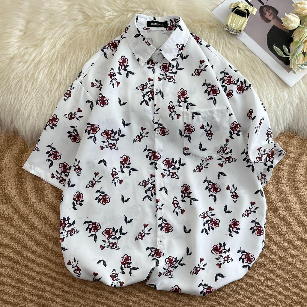 Hong Kong Style Vintage Sunflower Floral Shirt - Unisex Casual Short Sleeve