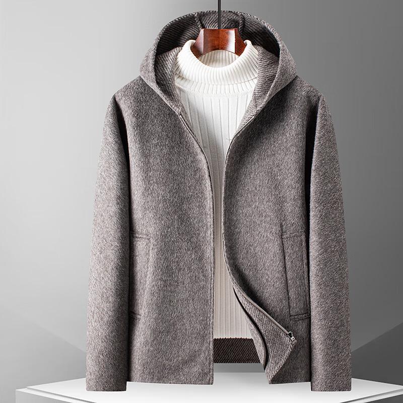 

FAPAI Men s Hooded Wool Blend Overcoat XL 52