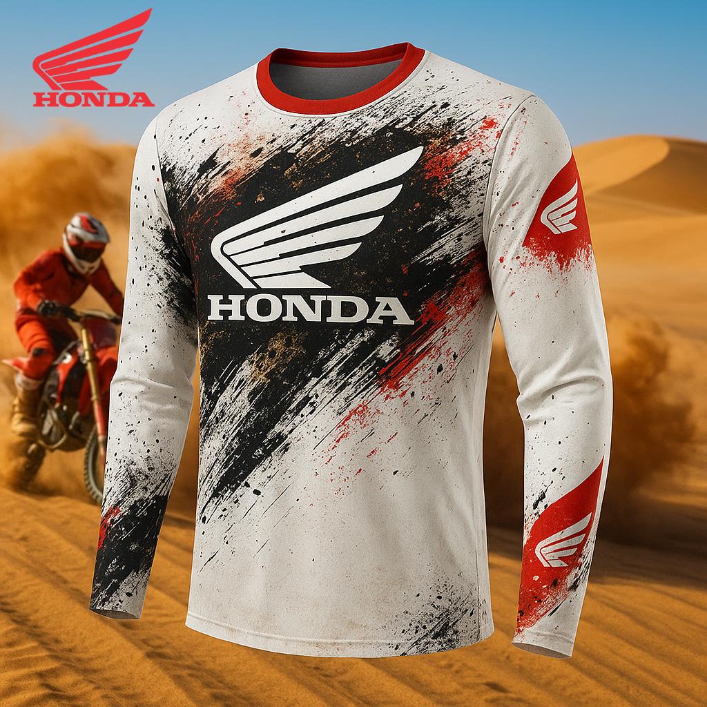 Honda 26 New Quick-Dry Men's Motorcycle Long Sleeve Breathable Riding T-Shirt Suitable for Off-Road Outdoor Riding