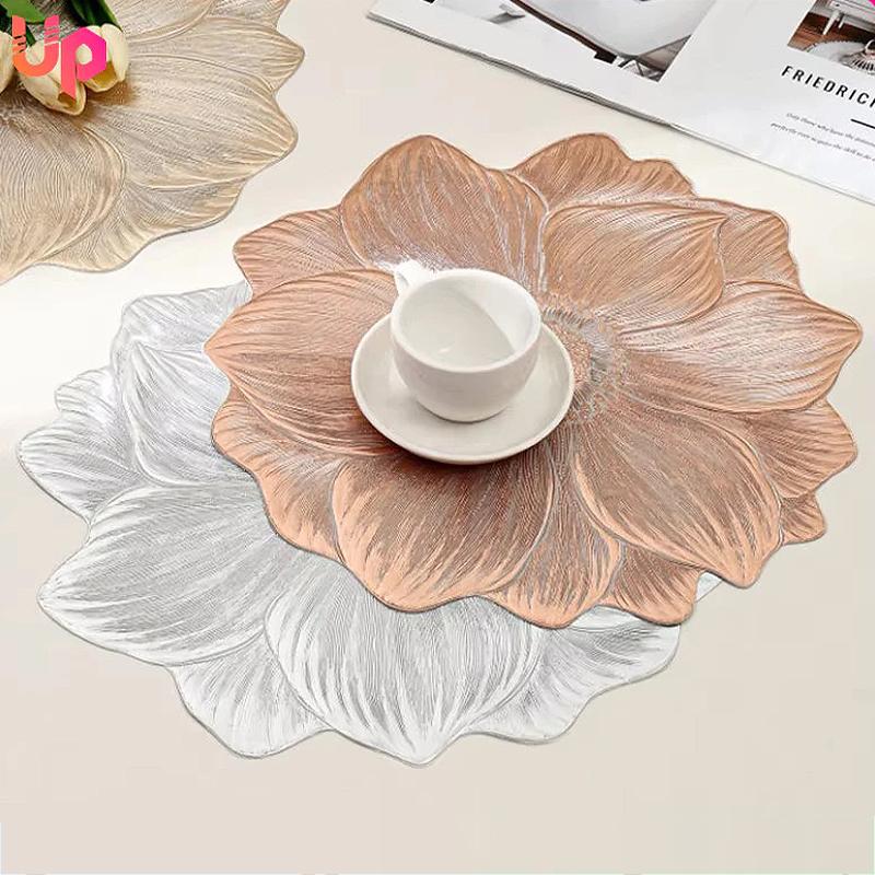 1Pcs Lotus-Shaped Heat-Resistant And Washable Flower Placemat Decorative Heat Table Pad Coasters
