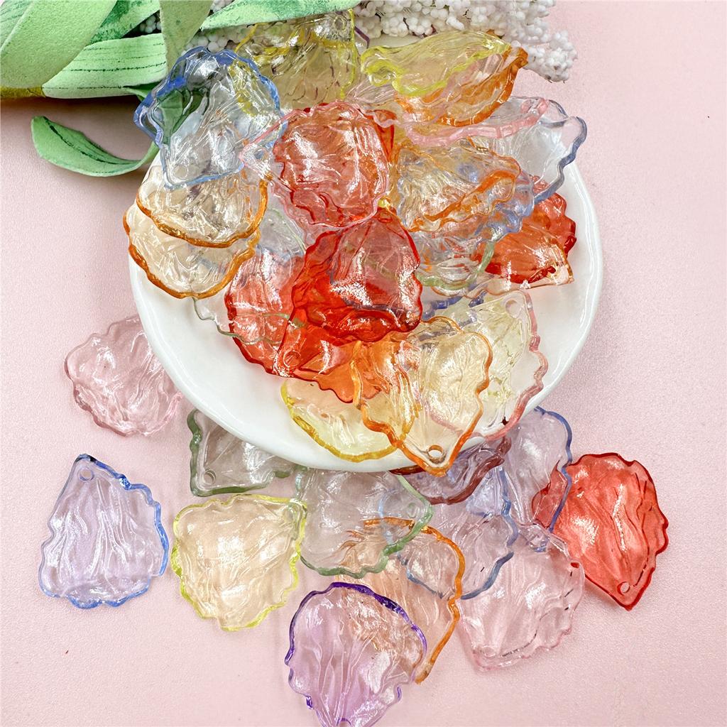 Headwear Crystal Leaves DIY Transparent Beaded Jewelry Material Beads 50pcs Hairpin DIY Handmade 20.2*23.3mm Accessories