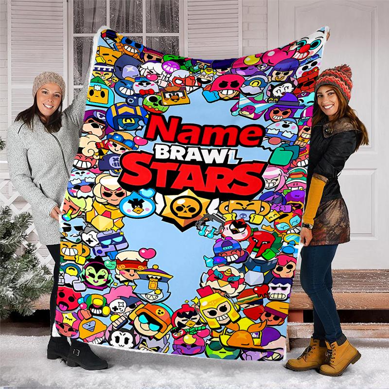 Personalized Custom Name Blanket - Brawl Stars Print Design,Blanket for Sofa,Bed,Travel,Camping - Soft and Warm, Great Gift