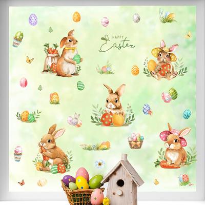 Easter Egg Bunny Wall Decor Self-adhesive Snowflake Sticker Fridge Sticker Room Decor