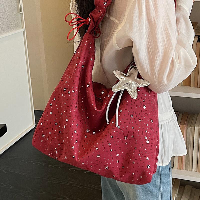 

Fashion Star Single Shoulder Crossbody Bag - Stylish Women s Tote Bag With pendant бордовий