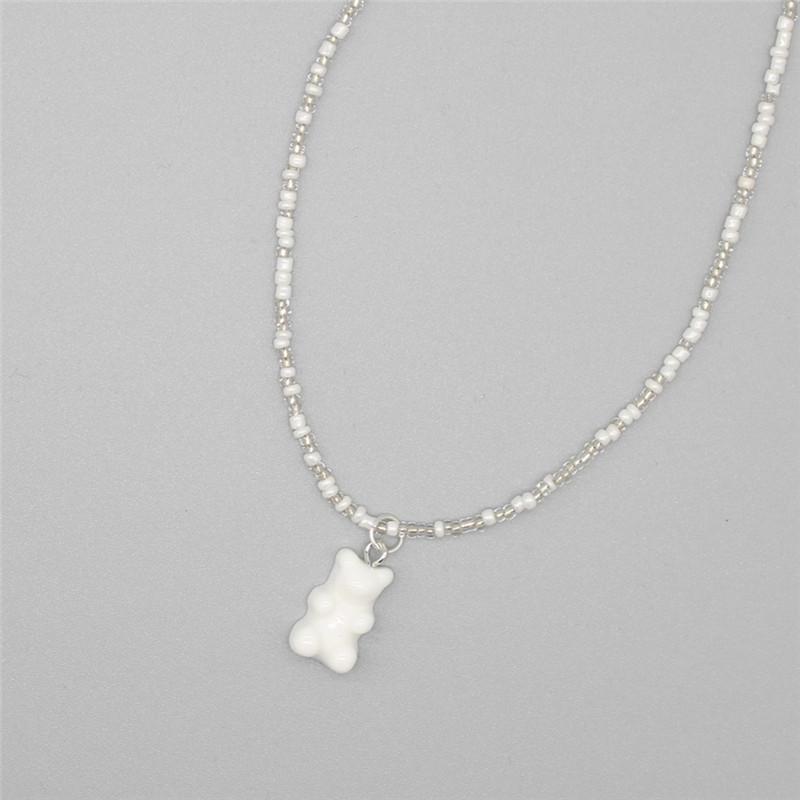 Nuova Boemia Coreana Amante Colorato Orsetto di Gomma Ciondolo Girocollo Resina Multicolore Perline di Riso Collana per Donne Ragazze Regali