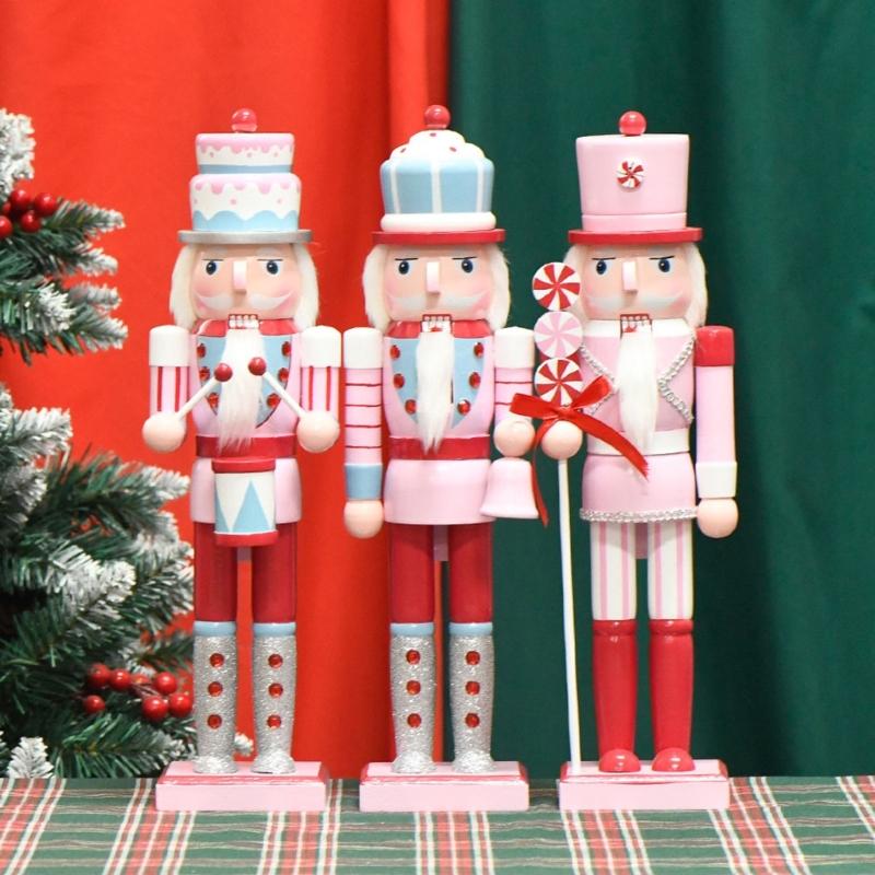 Collectible Wood Nutcrackers Puppet Decoration Desktop Shelf Ornaments 38cm Handmade Festive Nutcrackers Puppets