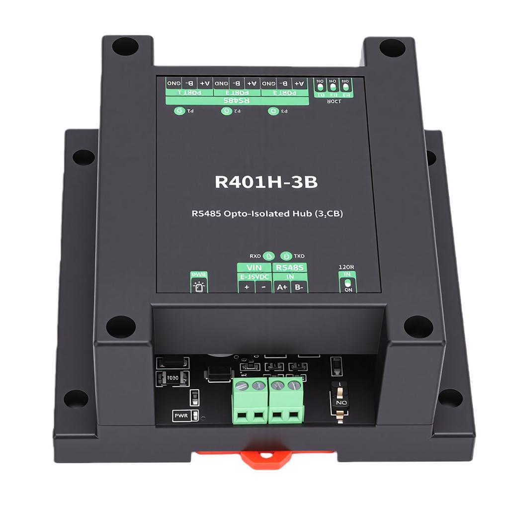 485 Opto Isolated Hub 3 Port Opto Isolation Hub with 3.5mm Terminal Connection Half Duplex Transparent Transmission