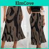 Skirt Fishtail Geometric Women Print Aline Skirt High Waist Large Hem Ribbed Office Lady Skirt Workwear