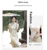 Summer Slimming Split Cheongsam Dress with Frog Buttons - Modern Printed Style