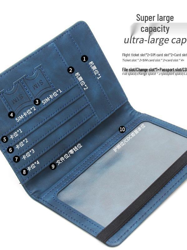 Australian Anti-magnetic Leather Passport Holder with Multi-card Slots and Elastic Band