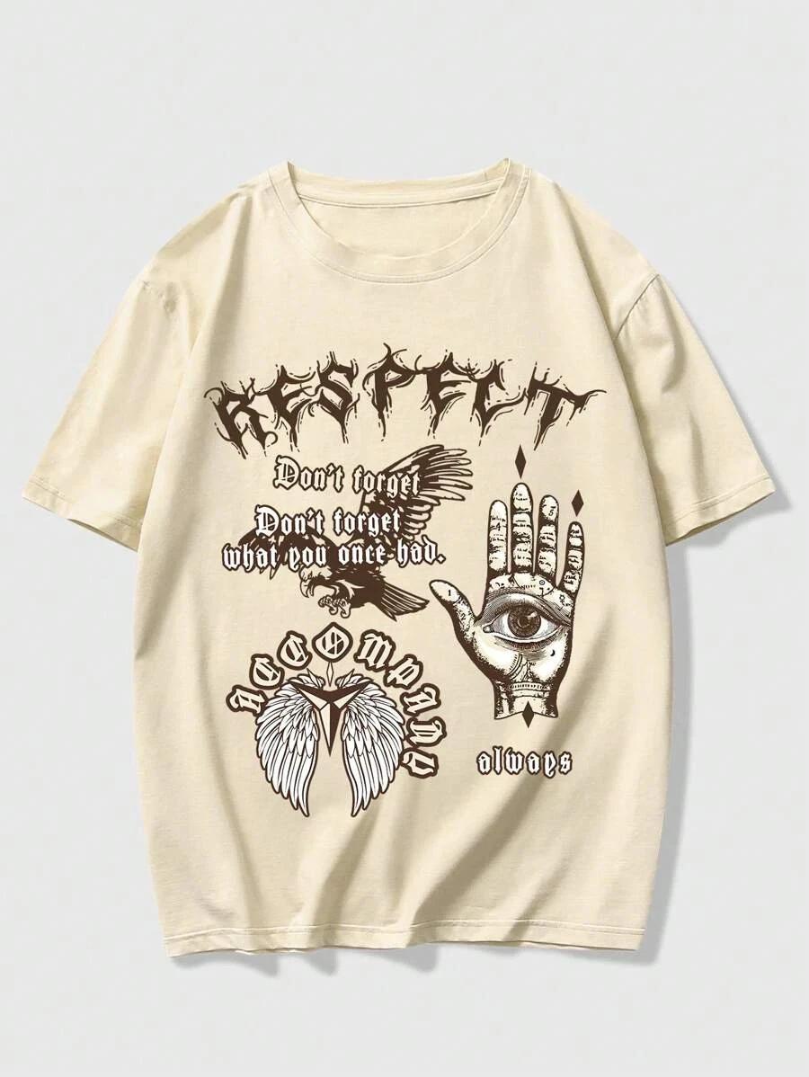 

Academia Guys Hand Slogan Graphic Drop Shoulder Tee – Casual Streetwear T-Shirt 3XL