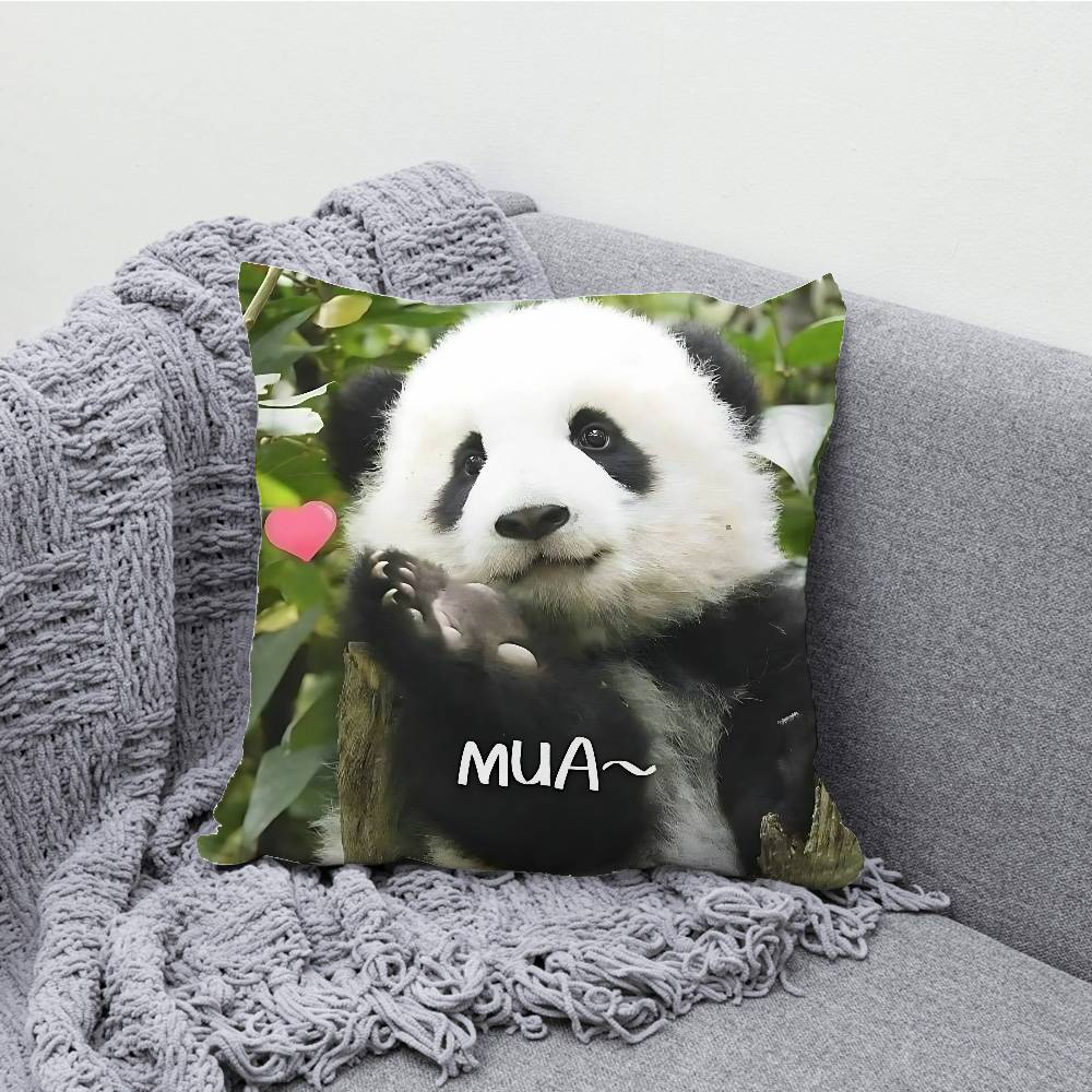 Fubao Lovely Panda Pillowcases Bedroom Living Room Sofa Home Decor Polyester Cushion Cover with Zipper