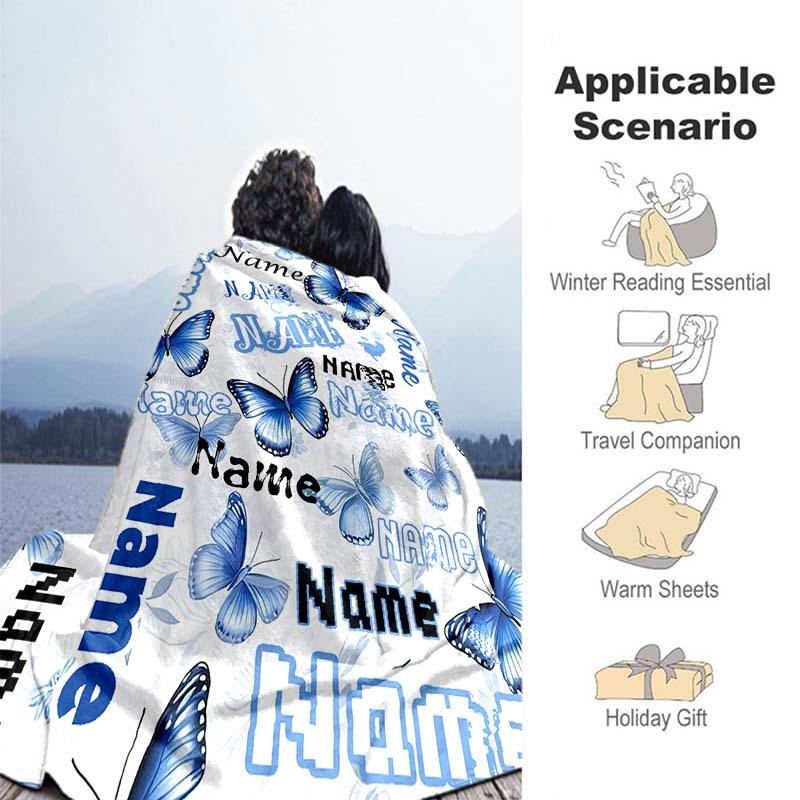 Your Name Butterfly Customize Your Name Blanket Warm Comfortable Soft Blanket For Chair Office Sofa Bed Sofa Office Camping Suitable For Gifting