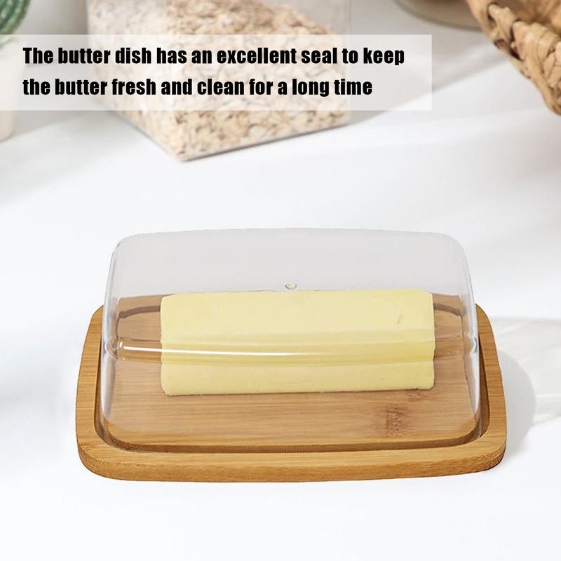 Butter Dish with Lid Covered Butter Holder for Countertop Bamboo Butter Keeper Storage Container for West and East Coast Butter