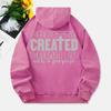 Created With A Purpose Washed Hoodies Women Letter Prints Cotton Streetwears Pocket Oversize Warm Hooded Clothes