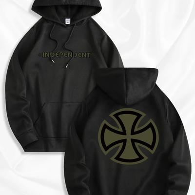 Herren Neues trendiges Kapuzensweatshirt, lässiges tägliches Kapuzen-Sportshirt mit Kordelzug und Aufdruck, unabhängig, vordere Kängurutasche