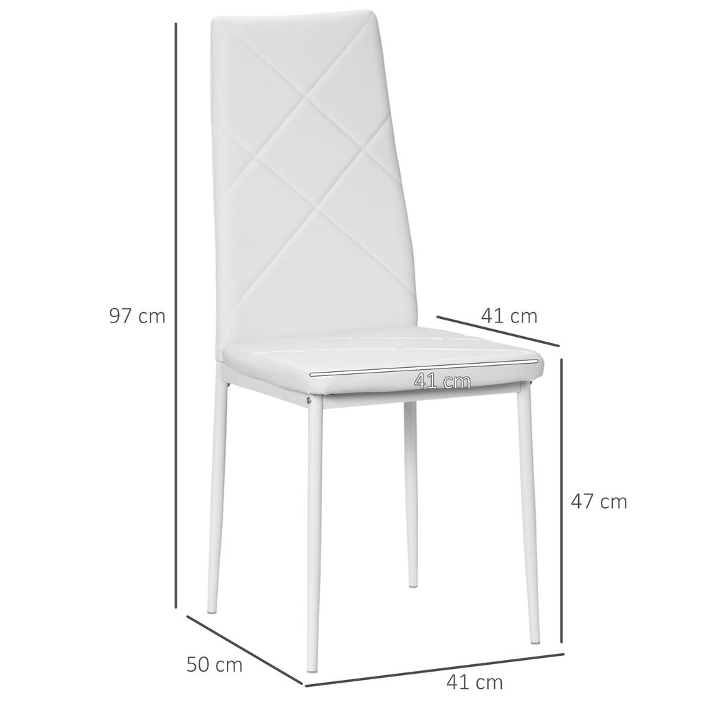 Set di 4 Sedie, Sedie da Pranzo, Sedie da Cucina, 41 cm x 50 cm x 97 cm, Bianco