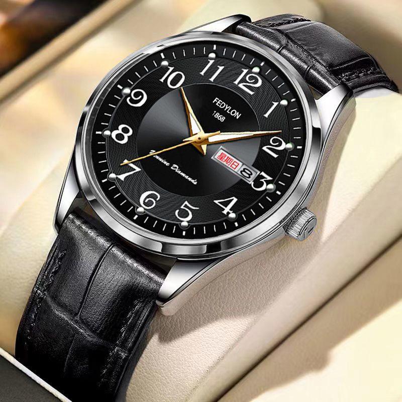 Ceas cu Mișcare Quartz Complet Automată pentru Bărbați, Luminos, Calendar, Rezistent la Apă, Ceas de Afaceri din Oțel pentru Persoane de Vârstă Mijlocie și Vârstnice