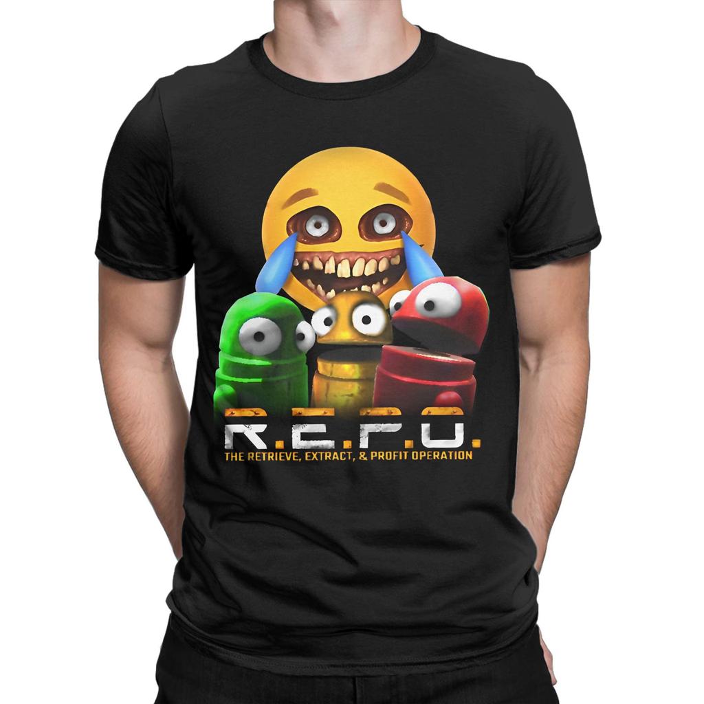 R.E.P.O Künstlerische Figuren der Inspiration T-Shirt Herren Baumwolle Vintage T-Shirt Rundhalsausschnitt Heißes Spiel Repo Roboter T-Shirts Merchandise Erwachsener