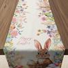 Easter Bunny Flofal Linen Table Runner Dresser Scarf Table Decor Spring Watercolor Wildflowers Table Runners Easter Decorations