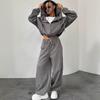 Damen Winter 2026 Lässiges 2-teiliges Set Mit Kapuze Krawattenfront Strickjacke Elastische Taille Hose