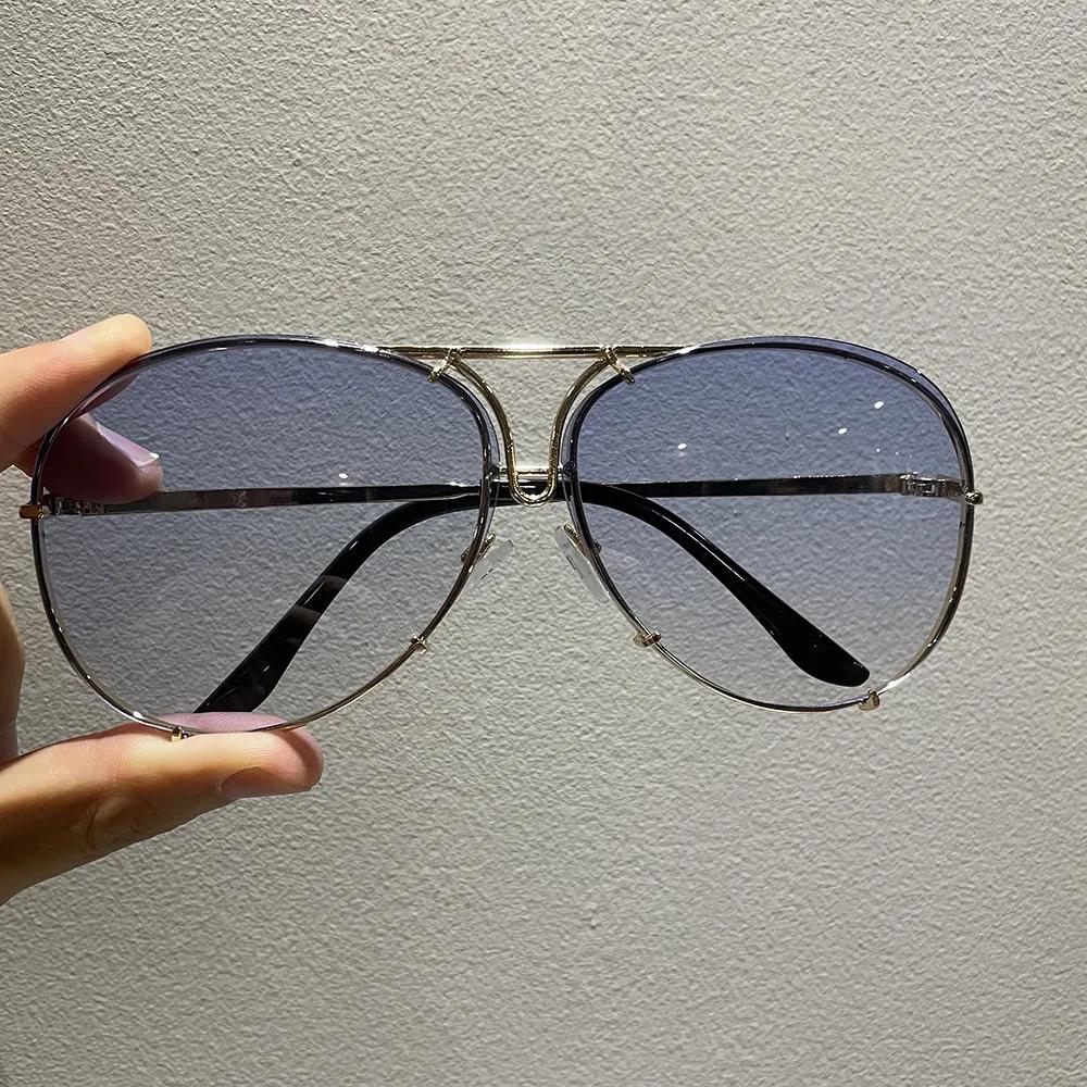 Popular Fashion Pilot Sunglasses Women For Men Oversized Luxury Brand Designer Sun Glasses Vintage Gradient Punk Shades Uv400