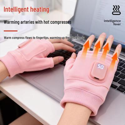 USB Rechargeable Heated Gloves with Digital Display - Ideal for Cycling and Office Use
