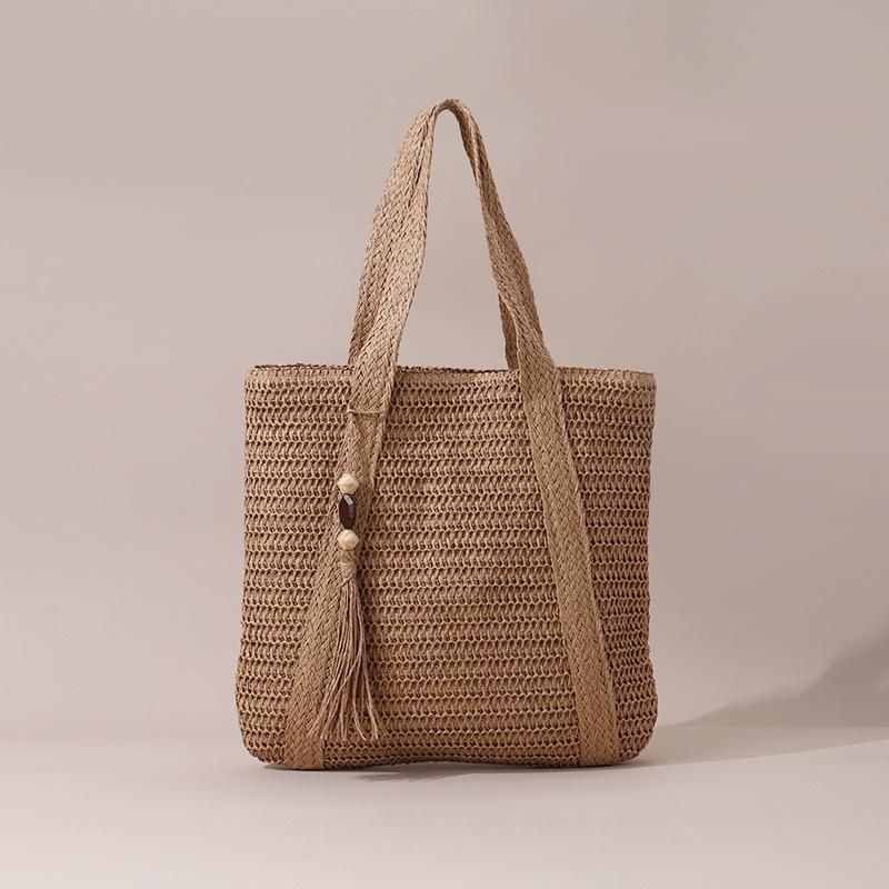 

Fashion shoulder paper rope straw bag, large-capacity commuter hand-woven bag, casual vacation wind beach women s bag 43*40*39*26 хакі