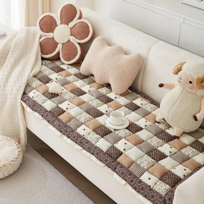 Coussin en peluche coréen fait à la main pour chignon cuit à la vapeur, style Ins automne et hiver, coussin de canapé universel antidérapant, coussin de baie vitrée épais pour toutes les saisons