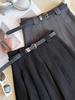 Women's Gray High-Waist A-line Pleated Skirt - 2026 Spring/Summer College Style