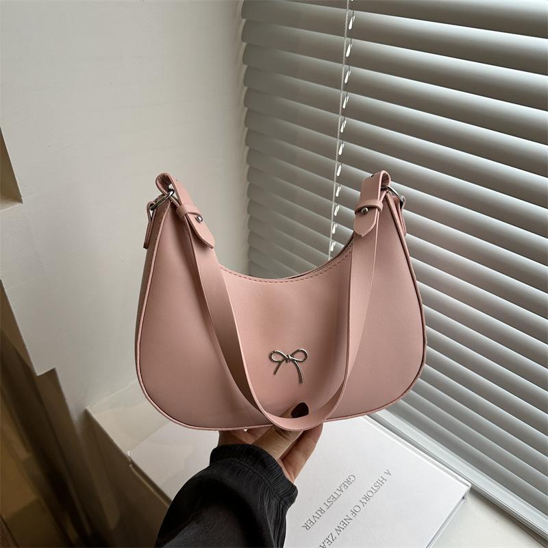 Crescent Schultertasche PU Leder Hobo Handtasche Niedliche Schleife Tragetasche Geldbörsen Unterarmtasche für Frauen Mädchen CLE