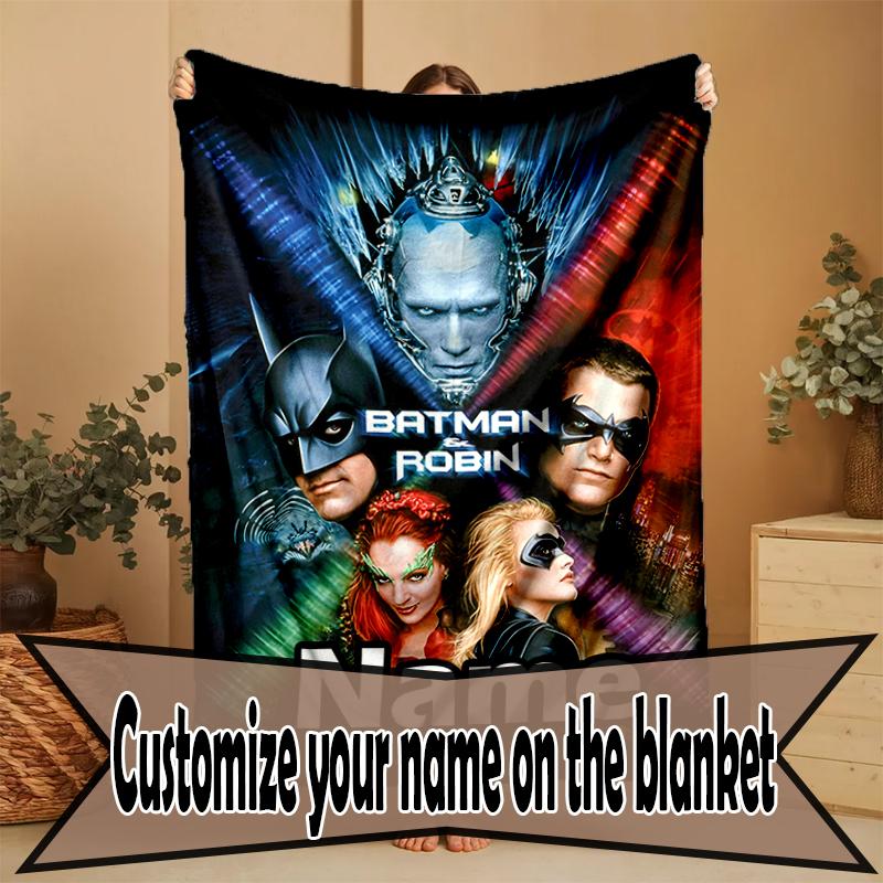 Custom Name Personalized Batman Print Blanket, Home Decor, Bedroom, Sofa, Camping, Couch, Gifts for Birthday Christmas