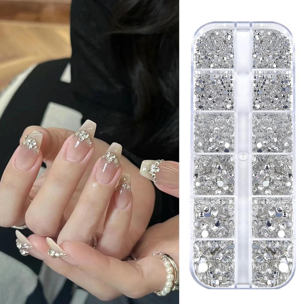 Aninako Nail 3D and Round Nail Art Nail Handmade Craft DIY Nail Decor Rhinestones, Diamond, Heart, Rectangle, Accessories, Decorations, Materials,