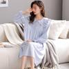 Damen Prinzessinnen-Stil Nachthemd Baumwolle Langarm Süßes Loungewear Kleid