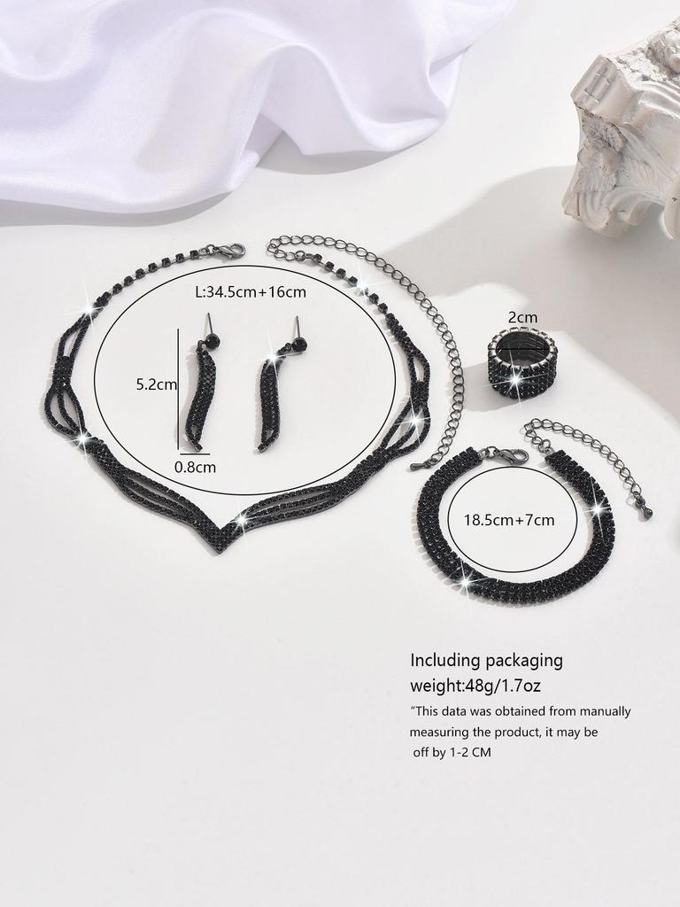 Three-Piece Bridal Rhinestone Necklace Jewelry Set