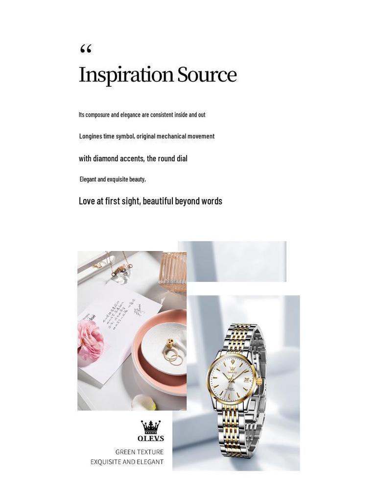 Oulisi Damen Dünne Automatische Mechanische Uhr - Schlichtes Design